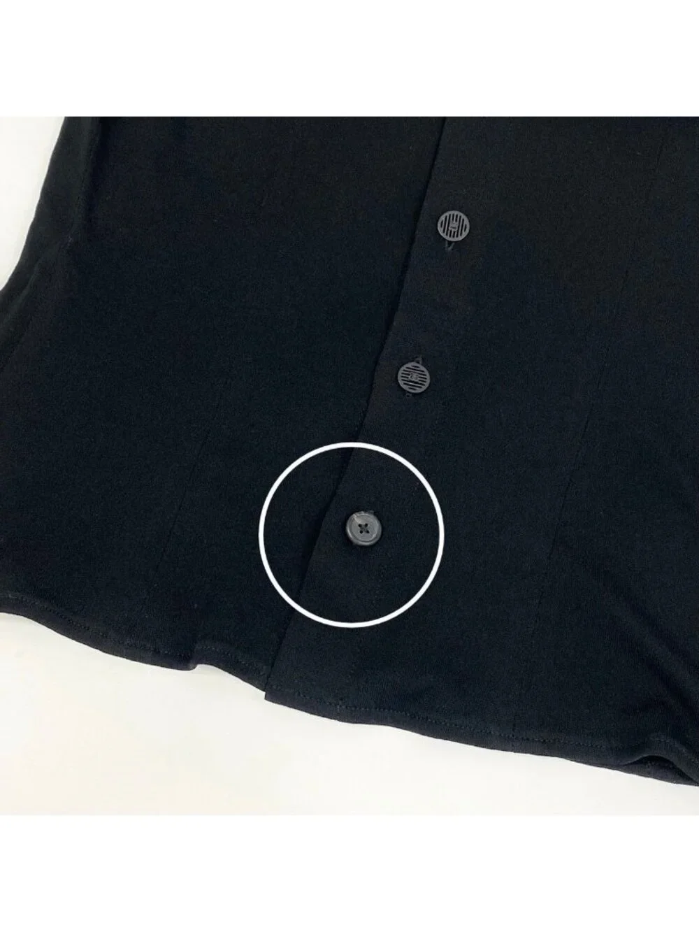 Chanel Short Sleeve Summer Knit Top CC Logo Button Black Rayon Sweater